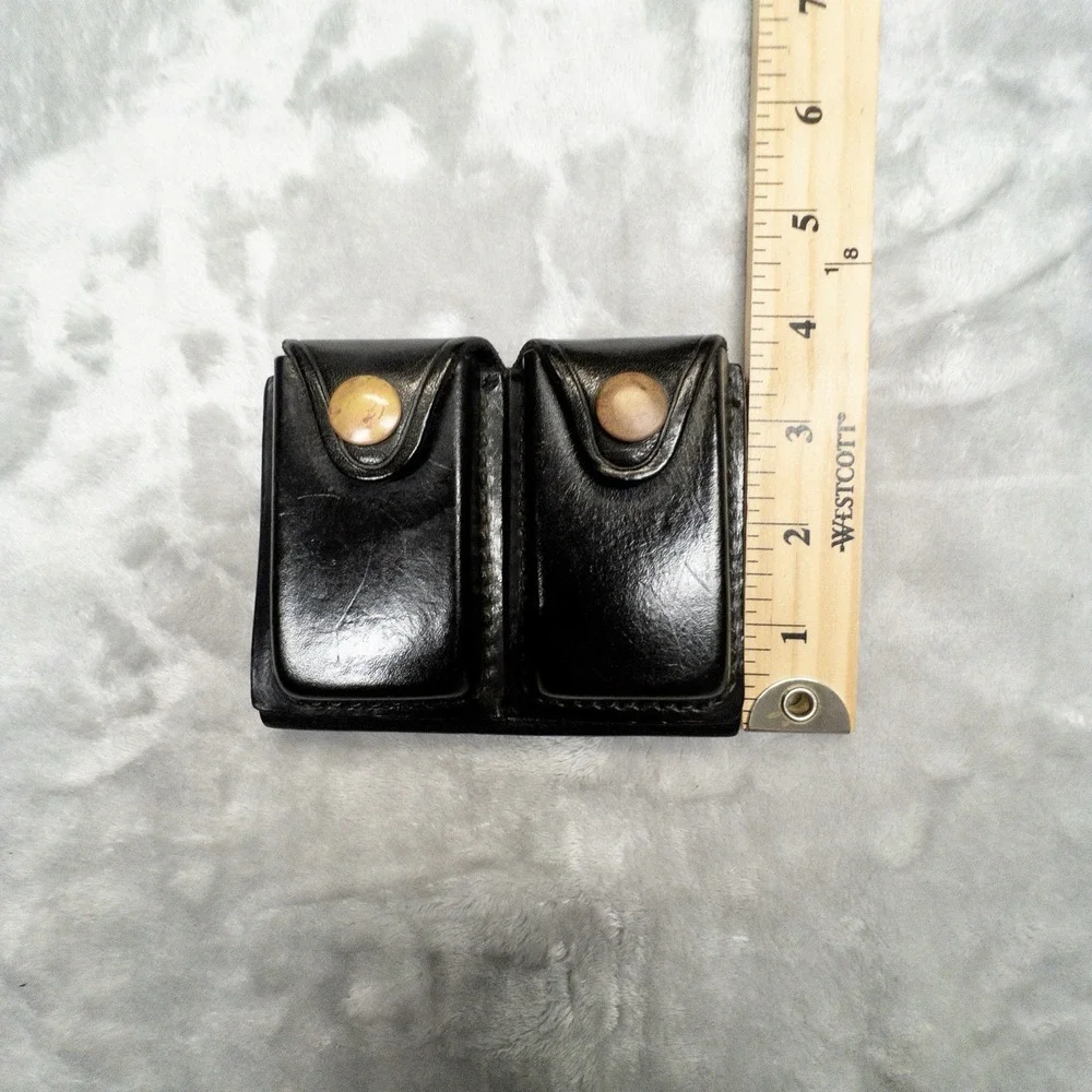 Vtg Safety Speed Double Stack Magazine Black Leather Holster Made In USA